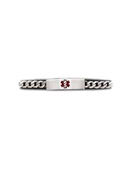 Sterling Silver Medical Alert ID Curb Chain Bracelet - Length 8 Inch