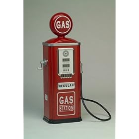 RED GAS Pump Replica - Nostalgic Design, Working Crank, Inside CD Storage Shelves, Locking... by HomeLifeShopping