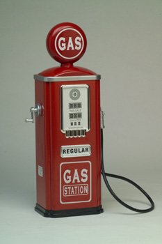 RED GAS Pump Replica - Nostalgic Design, Working Crank, Inside CD Storage Shelves, Locking Door.
