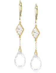 Dana Kellin Ice Quartz Teardrop with Diamond Shape Top Pendant Necklace Earrings