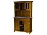 Home Styles Cottage Oak Server with Stainless Steel Top & Hutch 41.75x17x72.26-in.