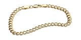 14k Yellow Gold Double Link Charm Bracelet, 7