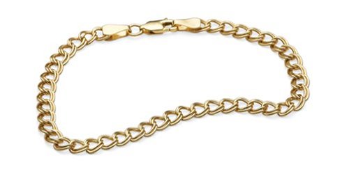 14k Yellow Gold Double Link Charm Bracelet, 7