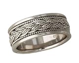 Braided Celtic Comfort Fit Wedding Band 14K White Gold