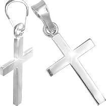 Jewelco London 9ct Solid white gold hand finished medium weight Cross Pendant ( 4.2g )