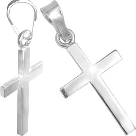 Jewelco London 9ct Solid white gold hand finished medium weight Cross Pendant ( 4.2g )