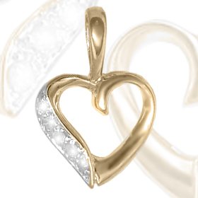 9 carat Yellow Gold 2.5pts Fine Diamond Heart Pendant
