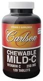 'Carlson Chewable Mild C, Vitamin C, 60 Tablets, 250mg, Mild-C'