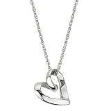 Platinum Heart Pendant w/Rope Chain, 18