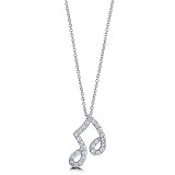 Sterling Silver Necklace Cubic Zirconia CZ Music Note Pendant - Ideal Gift For Mother Day, Anniversary, Engagement, Wedding, Birthday, For Her
