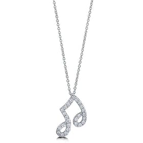 Sterling Silver Necklace Cubic Zirconia CZ Music Note Pendant