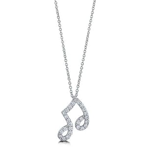Sterling Silver Necklace Cubic Zirconia CZ Music Note Pe