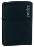 Zippo "Black Matte" Logo Full Size Lighter, 218ZL