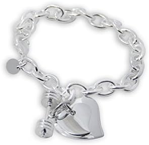 Sterling Silver Bracelet with Mini Dumbbell Charm