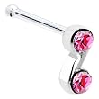 Sterling Silver Pink Gem Swirl Nose Bone