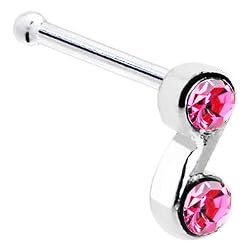 Sterling Silver Pink Gem Swirl Nose Bone