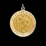 18 mm 14K Yellow Gold St Christopher Medal by 
