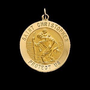 Click here to buy 18 mm 14K Yellow Gold St Christopher Medal.