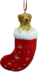 Santa's Little Pals Golden Retriever Stocking Christmas Ornament
