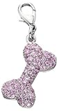 Austrian Crystal Dog Bone Collar Charm - Pink