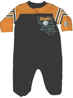 NFL Team Newborn Baby Gerber Snap Front Sleep 'N Play Sleepers (3-6 Months, Pittsburgh Steelers)