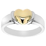 Sterling Silver and 14k Yellow Gold Heart Ring