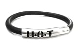 H-O-T Magnetic Stainless steel and black rubber bangle bracelet (8)