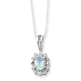 Sterling Silver Blue Topaz And CZ Necklace - 18 Inch