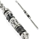 316L Stainless Steel Multi-Link Chain Bracelet with Tribal Charms and Bolts - Length 8.66