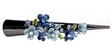 Blue Frangipani Flower Crystal Alligator Clip