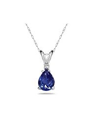 7X5mm Pear Sapphire and Diamond Stud Pendant in 14K White Gold