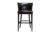 Baxton Studio Mezzadro Dark Brown Leather Barstool