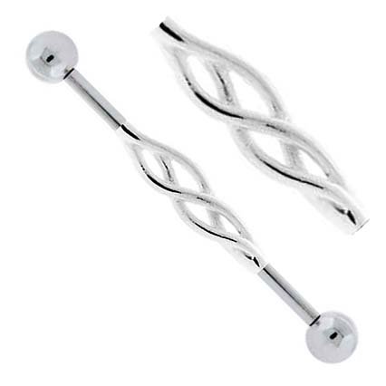 Surgical Steel Tribal Celtic Knot Tie Swirl Entangled Industrial Barbell Earring 31mm