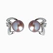Natural Lavender 5.5-6mm Aster 14k Gold Diamond Cultured Pearl Stud Earrings - Dahlia Classic Collection