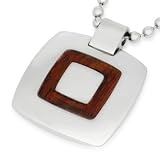 Polished Stainless Steel Pendant with Wood Ring