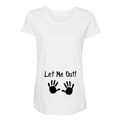 Mama Birdie Let Me Out! - Hands on Belly Design - Funny Pregnancy Maternity T-Shirt (White, Large)