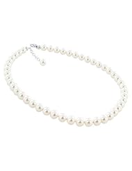 Sterling Silver Imitation White Pearl 14 to 24 inch Necklace Made with Swarovski® Elements