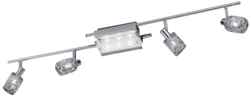 Trio-Leuchten 815110706 Balken inklusiv 7x G9/28 W Eco, Chrom, Glas satiniert/klar, Aluminiumgeflecht mit Glasfacetten