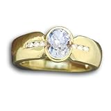 14K .75 CT Oval Aqua & Diamond Band