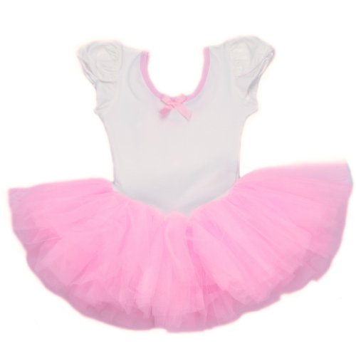 BHL Girls Ballet Dresses 2-7Y Short Sleeve Ruffle Tulle (6-7Y)