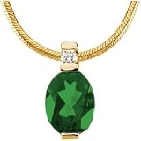 14K Yellow Gold Chrome Tourmaline and Diamond Pendant