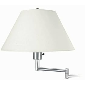 Polished Steel With Empire Shade Plug-in Swing Arm Wall Lamp