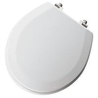 Mayfair 44CP-000 Classic Molded Wood Toilet Seat, Round, White with Chrome Hinges