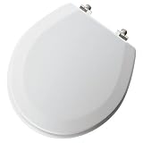 Mayfair 44CP-000 Classic Molded Wood Toilet Seat, Round, White with Chrome Hinges