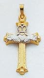 14kt Two-Tone Gold Claddaugh Cross - XR718