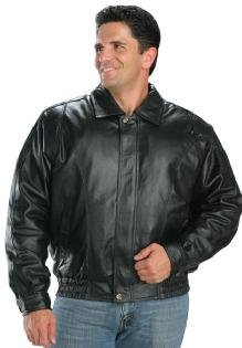 Classic Mens Leather Bomber Jackets Sz L