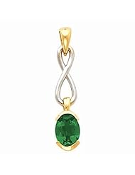 14K Two-Tone Gold Oval Cut Chrome Tourmaline Pendant -- LIFETIME WARRANTY