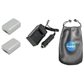 ValuePack (2 Count): Digital Replacement Battery PLUS Mini Battery Travel Charger for Specific Digital Camera and Camcorder Models / Compatible with SONY NP-FP50 Charges with Intelligent Charge Technology - Includes Car Adapter, TWO Batteries and ONE Leatherette Camera / Lens Accessories Pouch