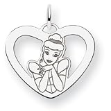 14k White Gold Disney Cinderella Heart Charm