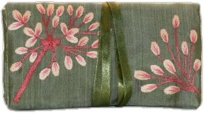 Silk Jewellery Roll, Fairtrade, Sage Green Silk